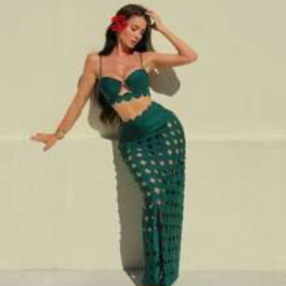 Swim Oasis 3pcs/Set; Push Up & Bikini Top, High Waist Bottoms, Skirt